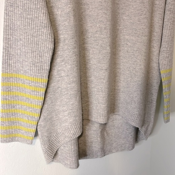 Pure Collection Scoop Neck 3/4 Sleeve Gray Lime Green Wool Cashmere Sweater Sz 6 - Picture 4 of 9